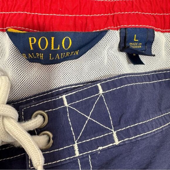 Polo Ralph Lauren Mens Blue Board Shorts Drawstring Relaxed Fit Logo SwimTrunks - Picture 10 of 14